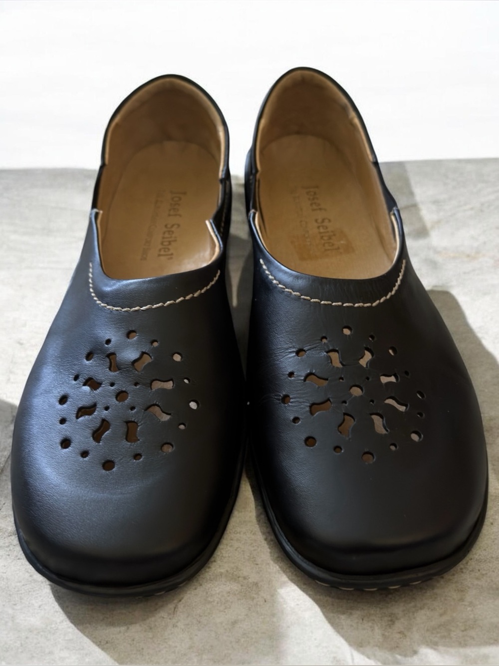 Josef Seibel Women’s Black Slip-On Loafers with Textured Outsole